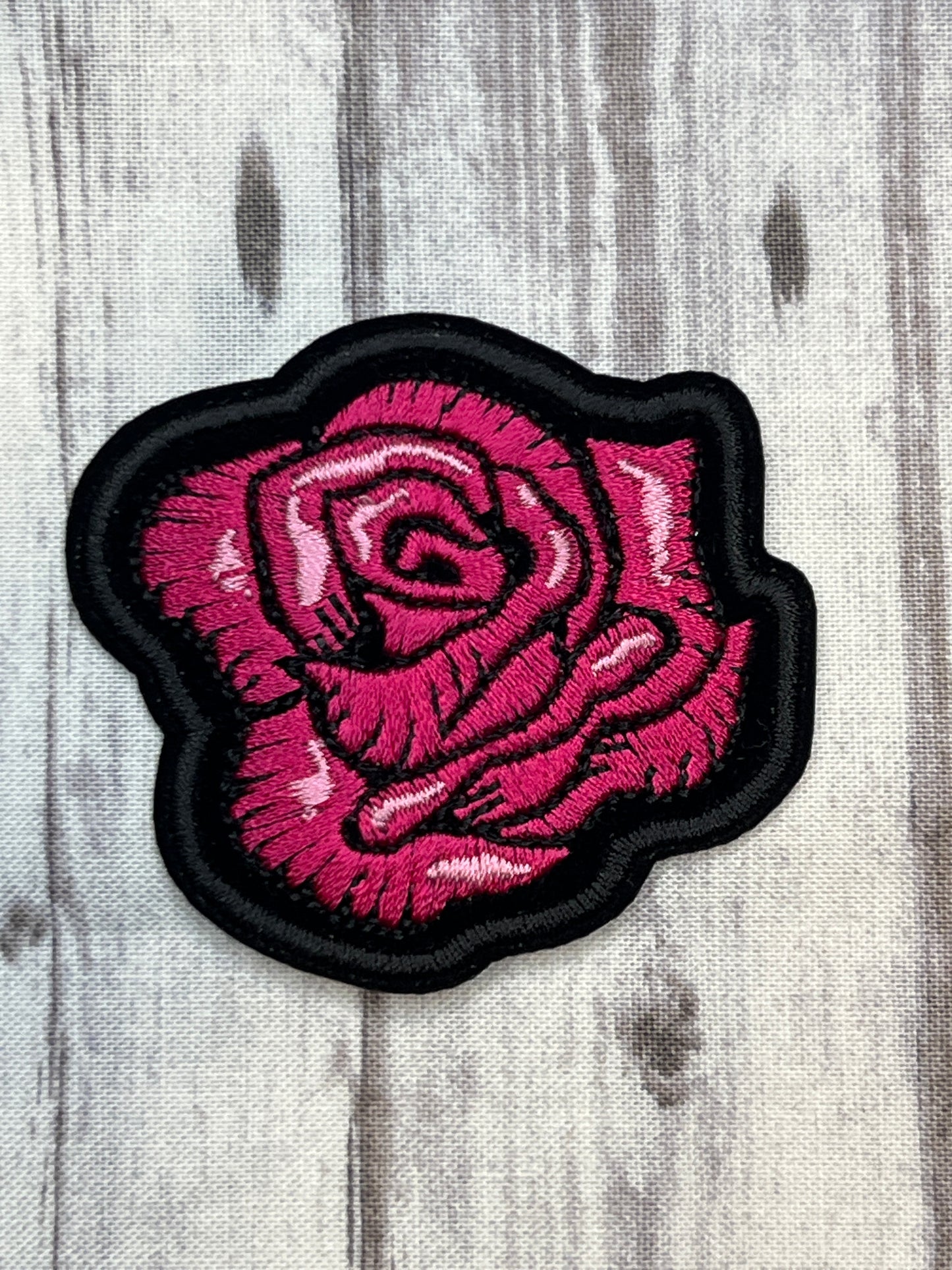 Pink rose iron on patch ￼