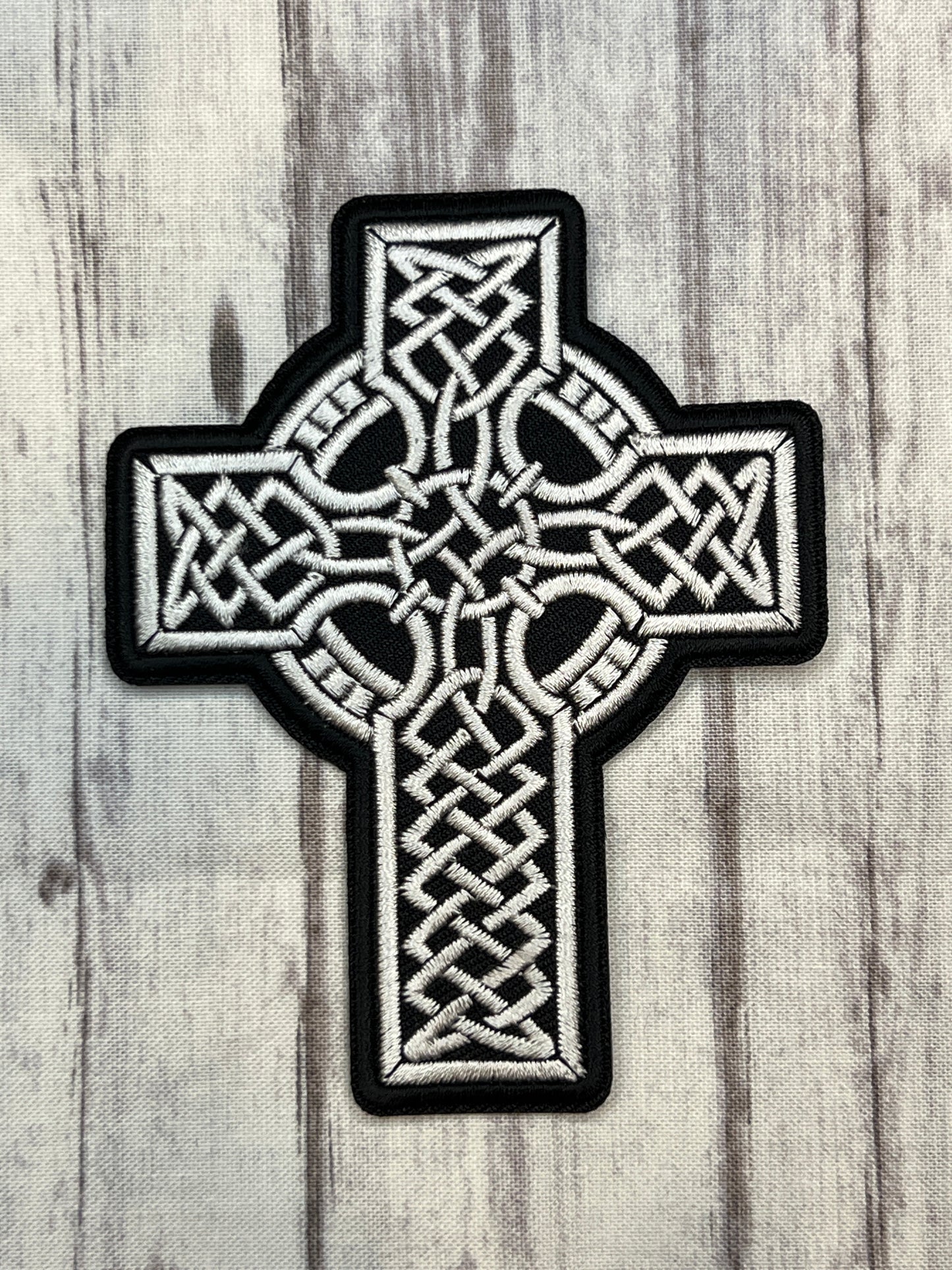 Celtic design cross iron on patch