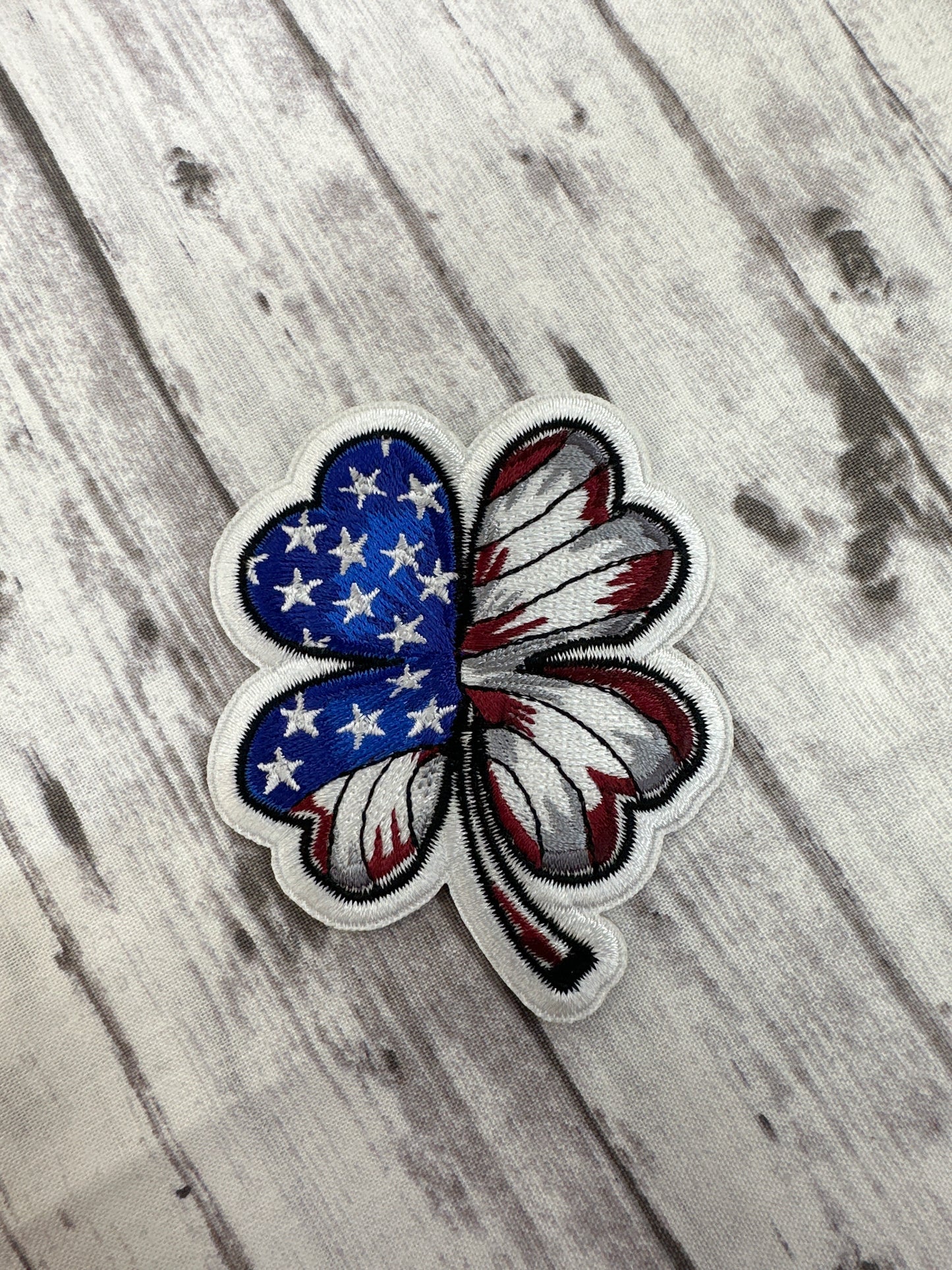 Us flag 4 leaf clover iron on patch