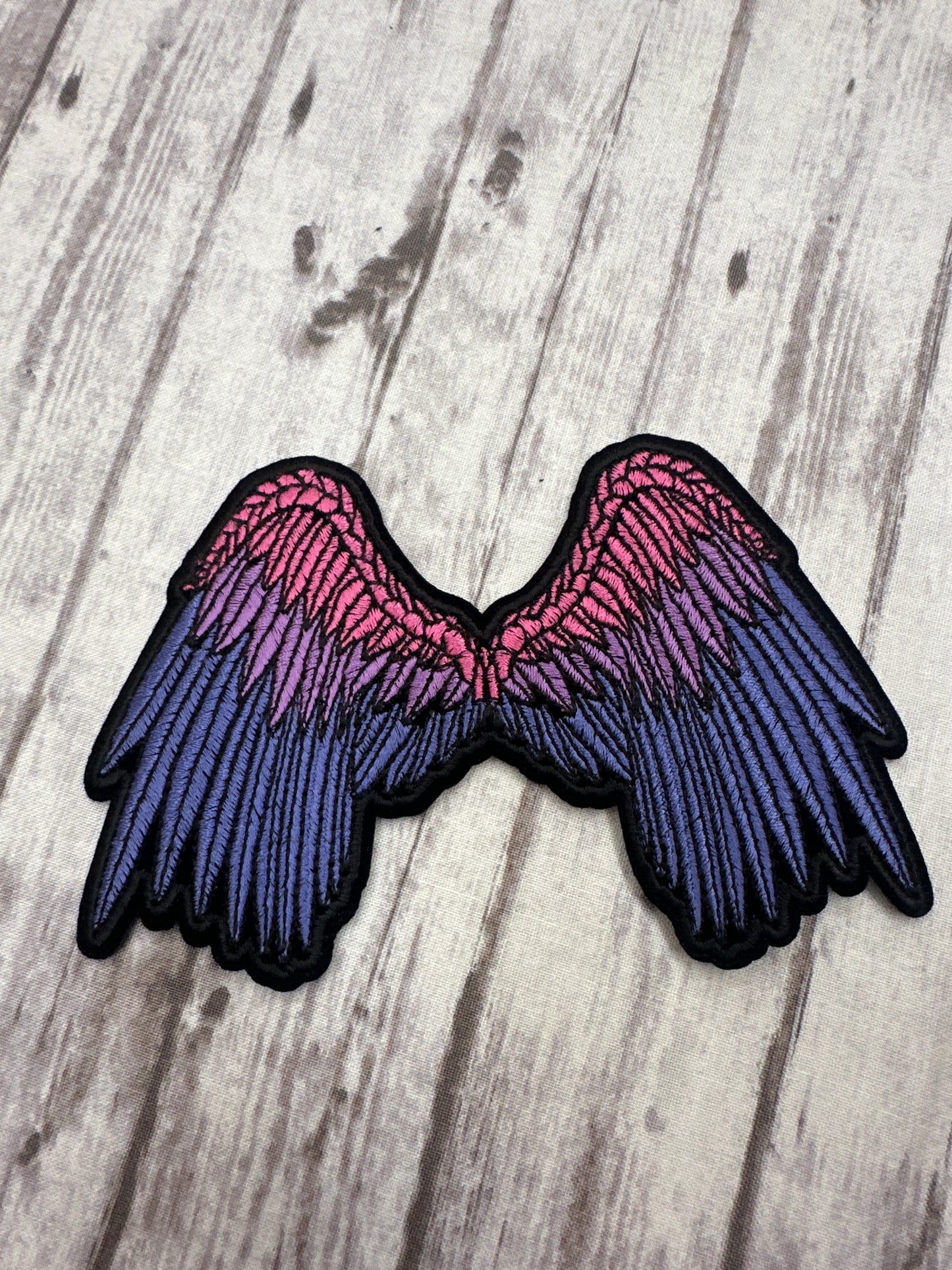 Pink angel wings iron on patch