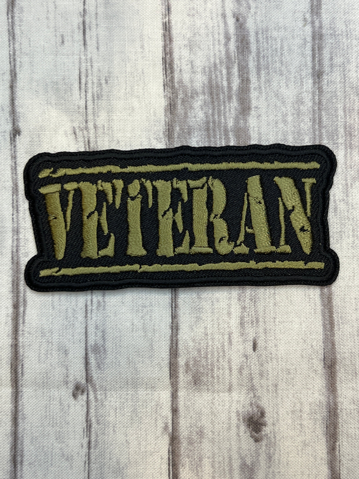 Veteran iron on patch army green
