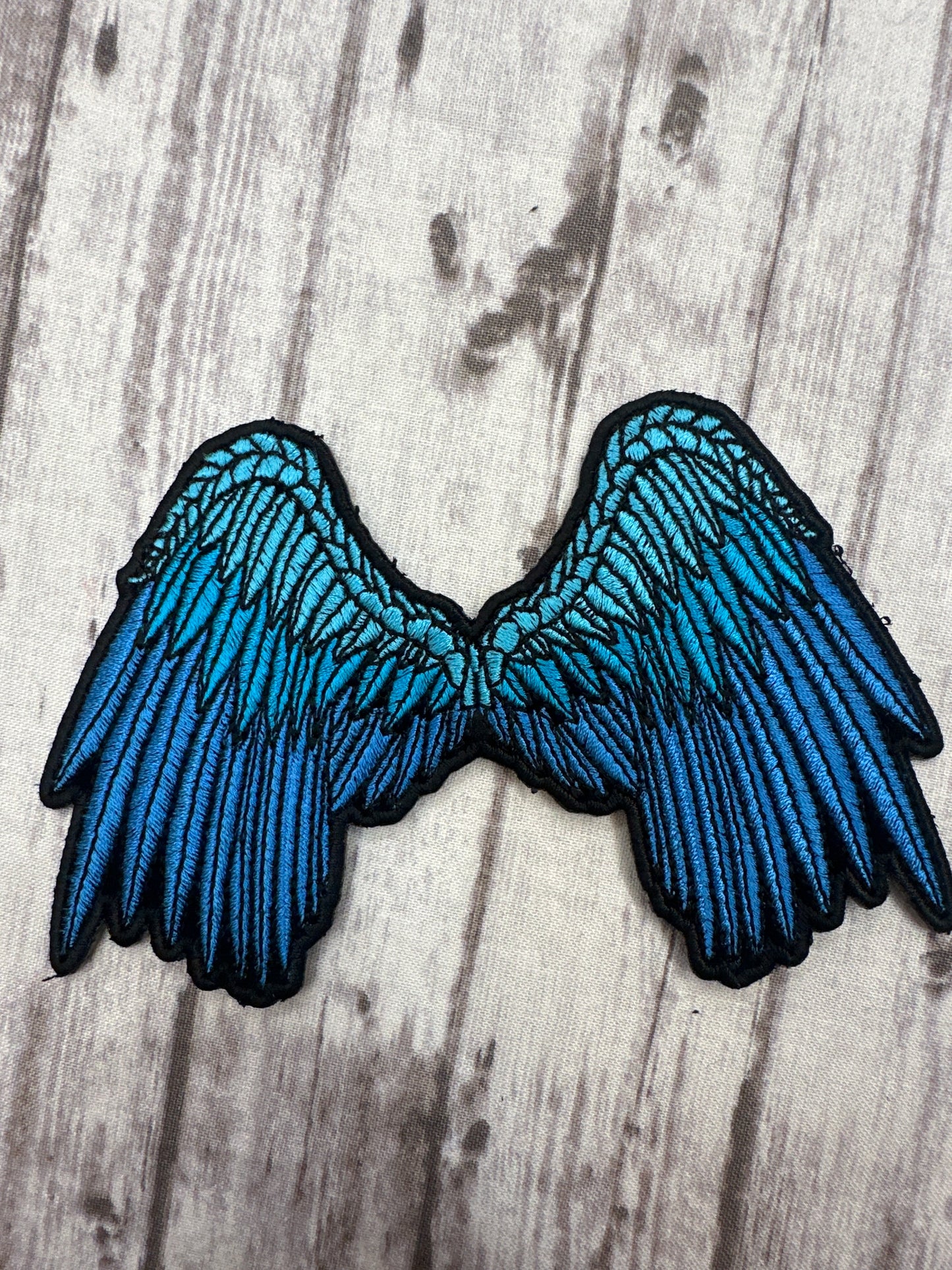 Blue angel wings iron on patch