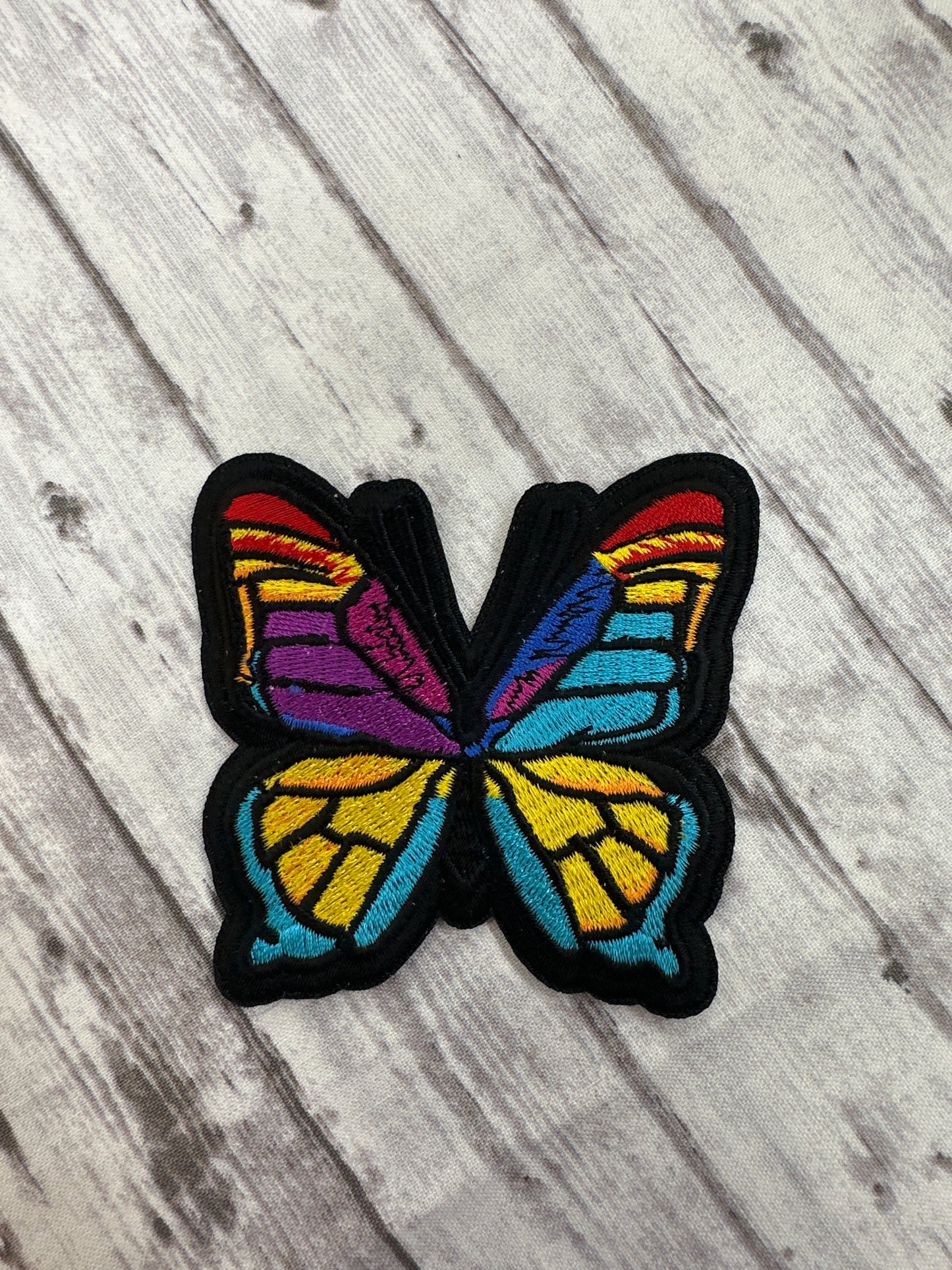 Stained glass butterfly iron on patch