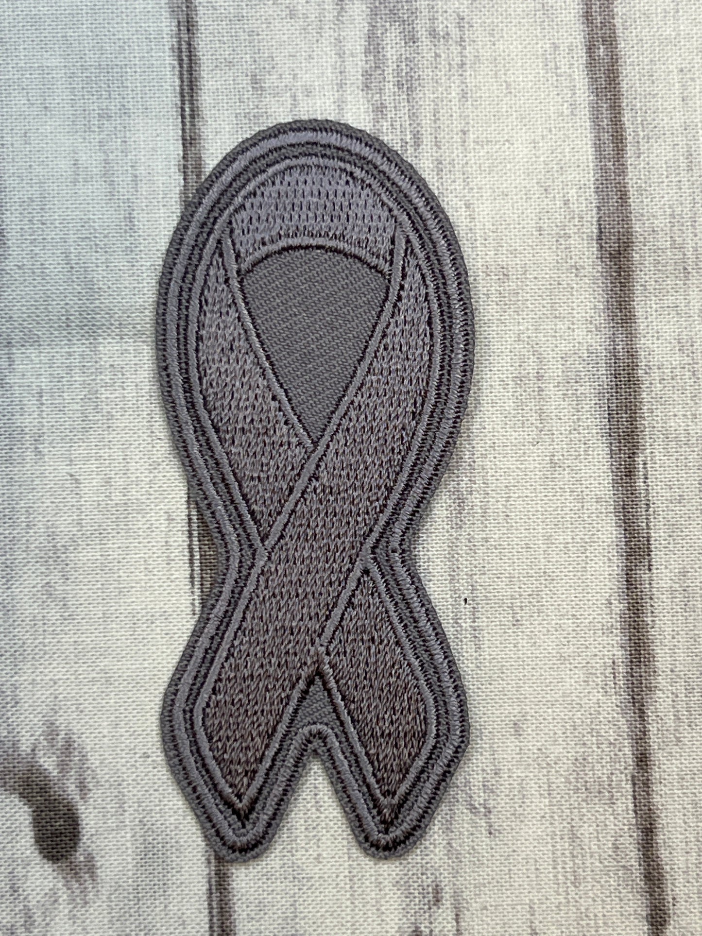 Gray Asthma and Brain Cancer Awareness Ribbon Iron on Patch
