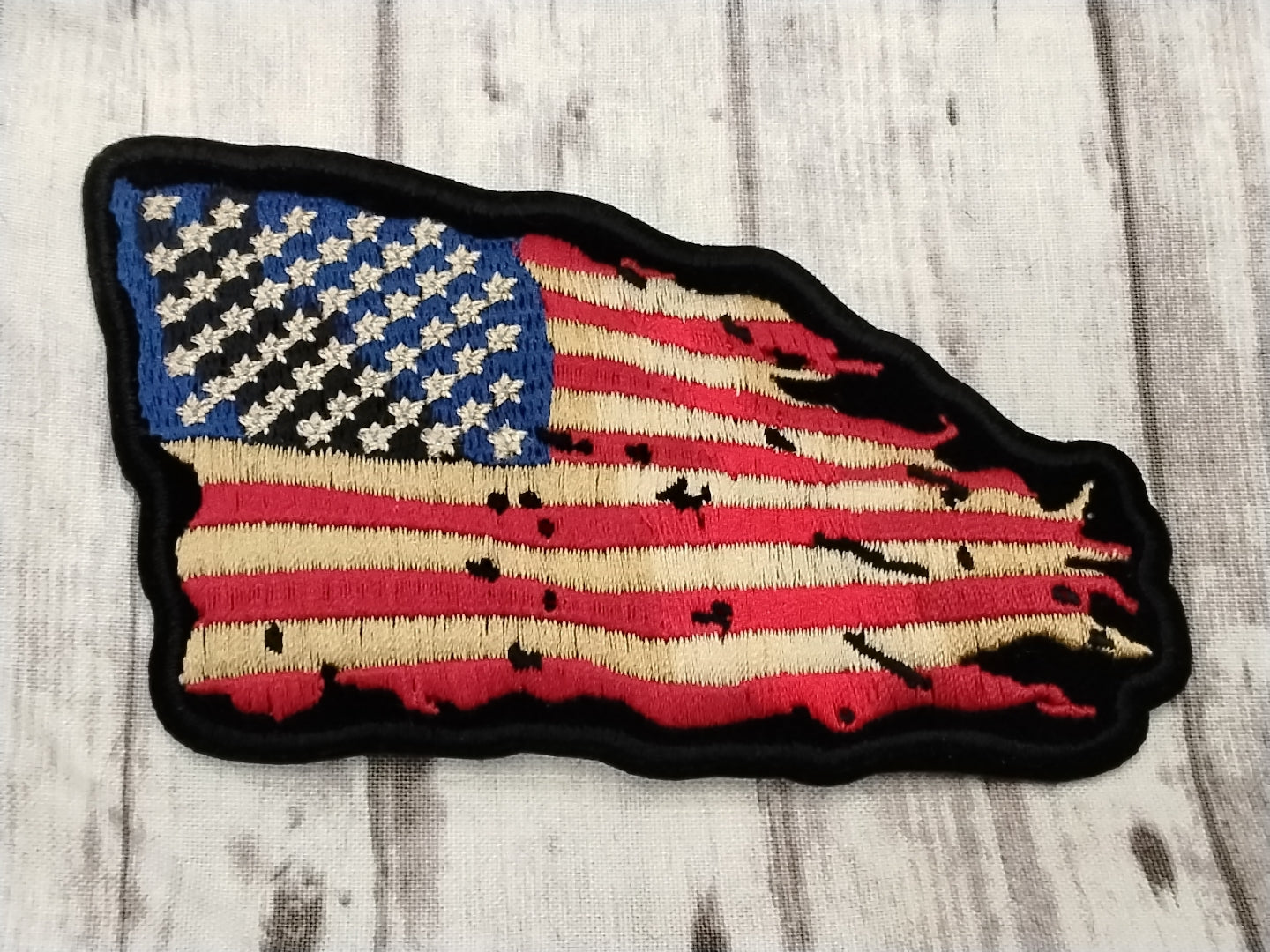 Tattered US American Flag Patch