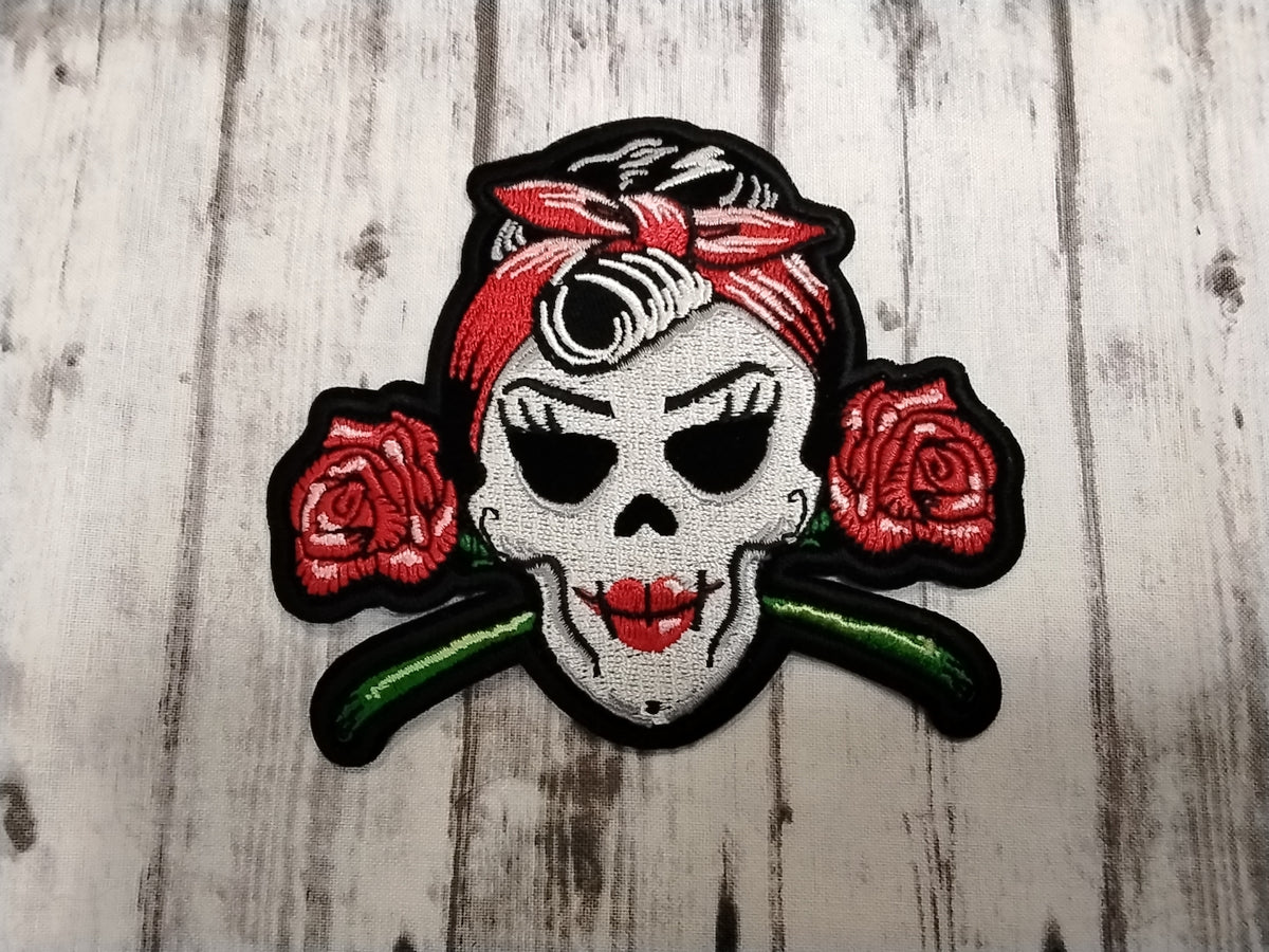 Lady Skull with Roses patch